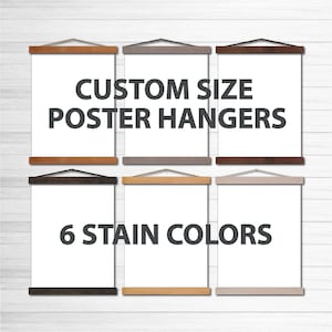 Custom size frame magnetic poster hanger - wood poster hanger for canvas wall art
