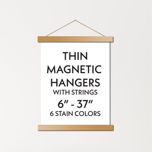 Standard size thin magnetic poster hanger frames - wood poster frame for wall art, canvas, photos, thin leather, etc.