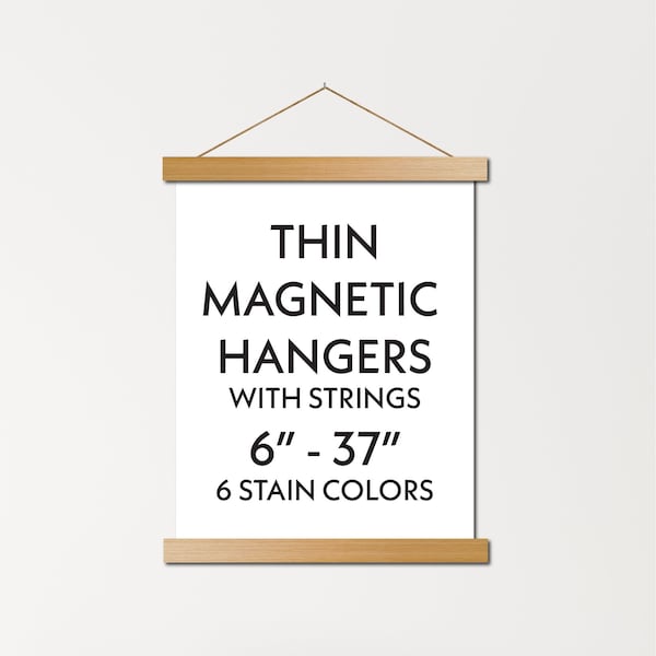 Standard size thin magnetic poster hanger frames - wood poster frame for wall art, canvas, photos, thin leather, etc.