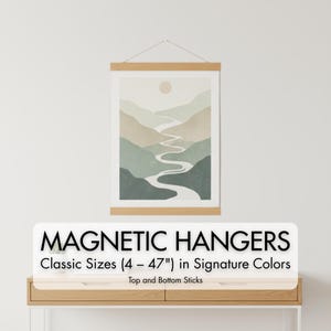 Custom size frame magnetic poster hanger - wood poster hanger for canvas wall art