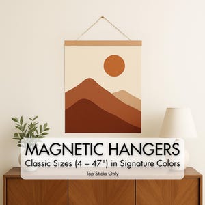 Top only - magnetic wood poster hanger - hanger for paper, thin canvas, posters, etc. - with string