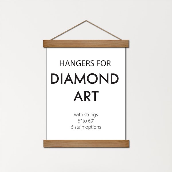 Hangers for Diamond Art - Hangers for Thick Items - With String - Non-magnetic Wooden Frames for Tapestries, Quilts, Rugs, Poster Boards