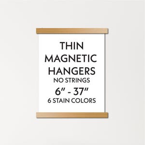Thin floating magnetic poster hanger frames in custom sizes - wood poster frame for wall art, canvas, photos, thin leather, etc.