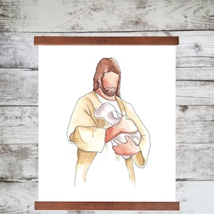 Jesus christ religious wall art - wooden poster hanger