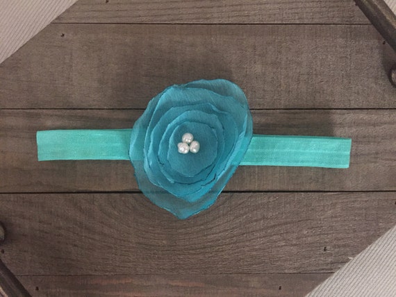 Aqua Flower, Headband, Baby Headband, Girl Headband  display picture 1