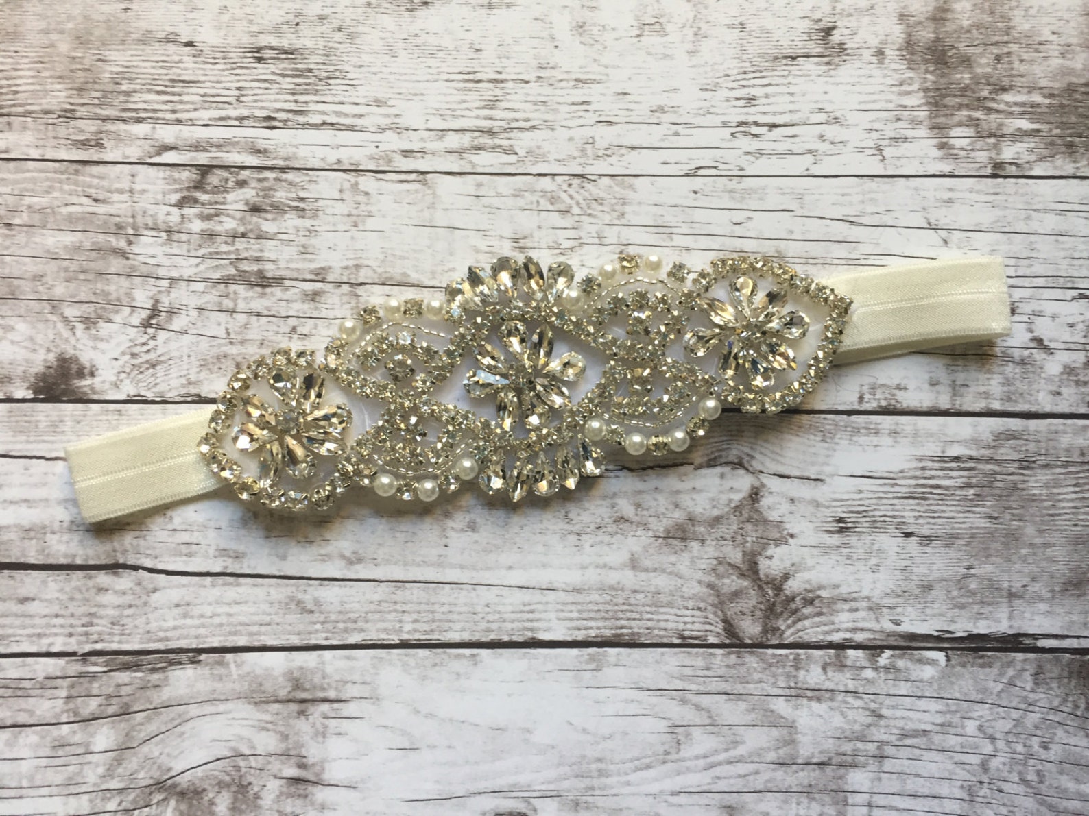 Pink Rhinestone Headband, Beaded Headband Vintage Headband, Fancy