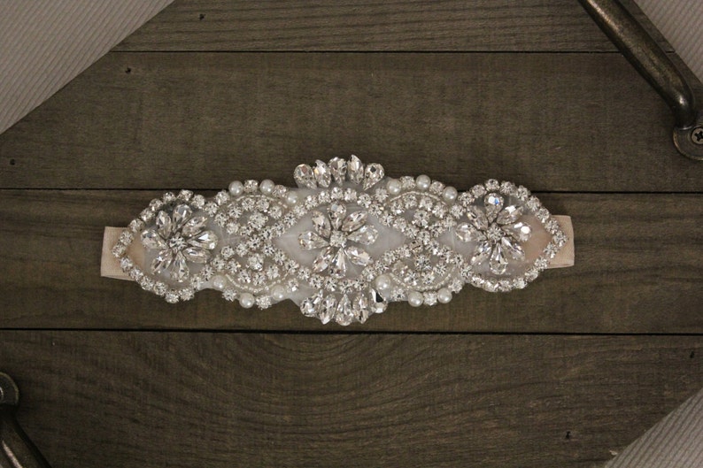 Aqua Blue Rhinestone Headband, Beaded Headband Vintage Headband, Fancy