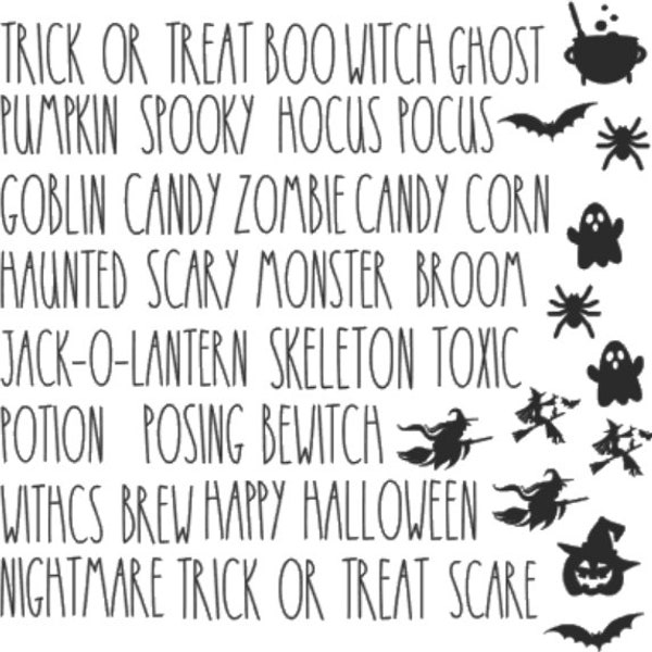 Rae Dunn inspired Halloween Rolling Pin Decals long letter font, skinny font file