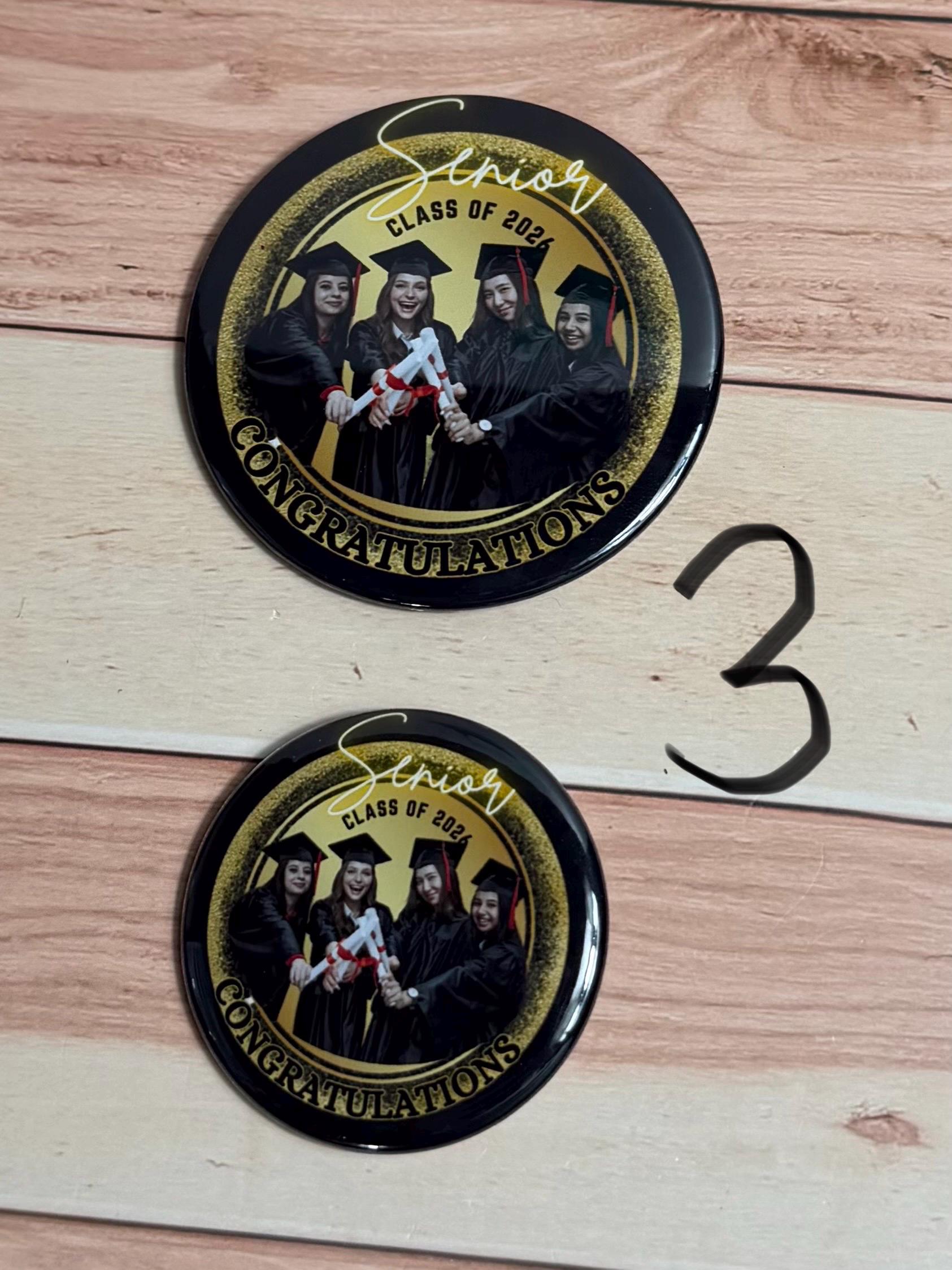 Custom Graduation Buttons | Personalized Senior Photo Pins | Class of ...