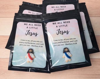 Mini Pocket Jesus  Figurine | Pick Your Color |Faith Gift |Christian Keychain Charm | Encouragement Gift, Religious Gift, Church Gift