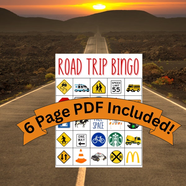 Travel Road Bingo Pages - Engaging Kids on Long Car Rides and Adventures | Printable Road Trip Games | Fun Travel Activities