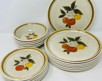 Mikasa Stoneware Dinnerware, YOU PICK, Mikasa Stone Manor Tempting Salad Plates, Dinner Plates, Cereal Bowls, Fruit Pattern Plates