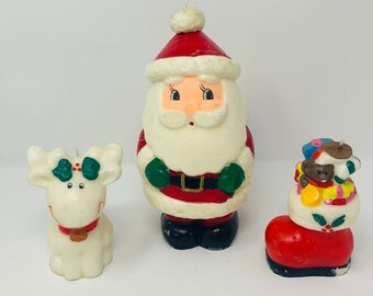 Vintage Christmas Candles YOU PICK 3 Available! So Adorable! Santa! Reindeer! Moose! Stocking! Toys! Never Used! Amazing Details! Figurines