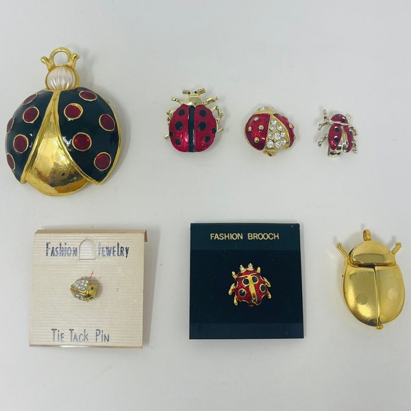 Ladybug Brooch Pins - YOU PICK - Ladybug Jewelry, Vintage Pins - Tie Tack Pin - Swarovski Ladybug - Krementz Ladybug Pin - Estate Jewelry