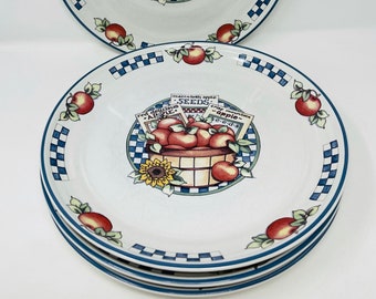 Apple Dinner Plates - International Tableworks Plates  - Appletime Dinner Plates - Sunflower Plates - Harvest Home Table - Apple Farmhouse