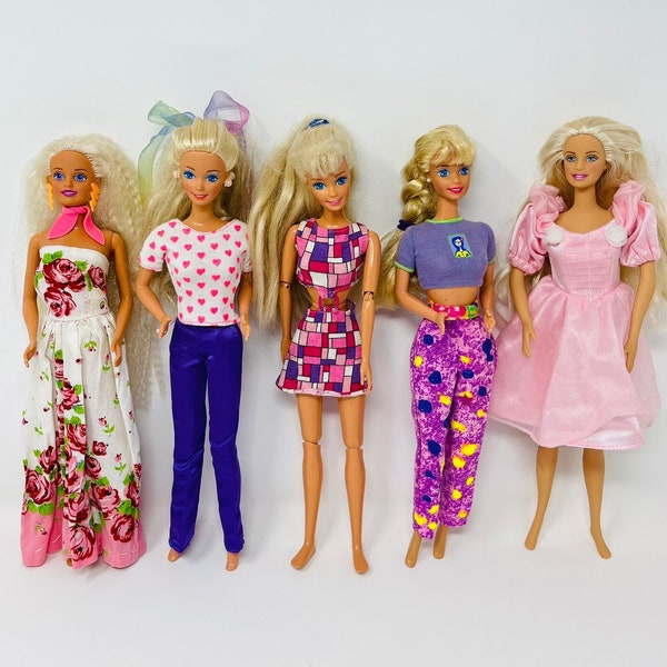 Vintage Barbie Dolls - You Pick - Ballerina Barbie - 1980s Barbie - Party Barbie - 1990s Barbie - Blonde Hair Barbie - Denim Pants, Mattel