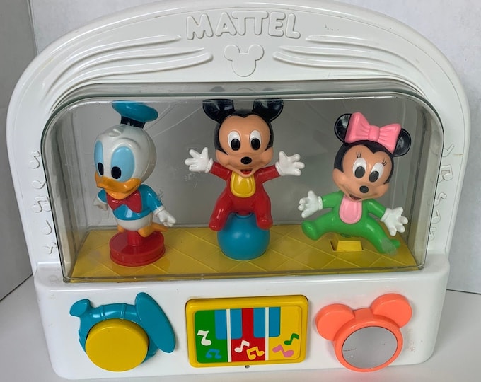 Mattel Disney Babies Crib Toy 1990s Musical Animated Mickey Mouse Infant Toy Developmental Toy