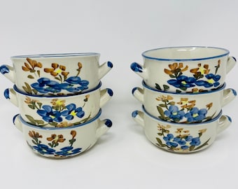 Stoneware Soup Bowls, Vintage Floral Soup Bowls, Pottery Soup Bowl, Soup Mug, Chi Jiang China