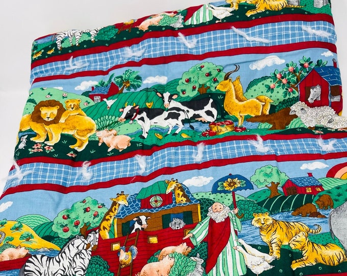 Noah's Ark Baby Quilt Vintage Handmade Baby Bedding Handmade Quilt