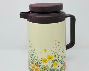 Phoenix Insulated Carafe - Coffee Tea Thermos Thermal Server - HARVEST - Retro Floral Design - Wildflower Pattern Carafe - Autumn Kitchen