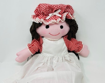 Handmade Cloth Doll - Vintage Oversized Ragdoll - Large Fabric Doll -  Gingham Fabric - Betsy Clark Doll - Raggedy Ann Doll -  Holly Hobbie