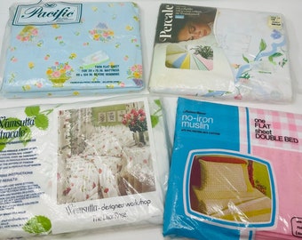 Vintage Flat Sheets - YOU PICK Sheets - Pink and White - Vintage Floral Sheet - Full Flat Sheet - Twin Flat Sheet - Wamsutta, Percale Full