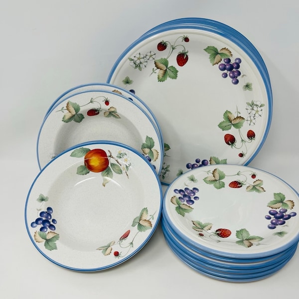 Home Beautiful Dinnerware, YOU PICK, Home Beautiful Stoneware Tempting Salad Plates, Dinner Plates, Cereal Bowls, Fruit Pattern Plates