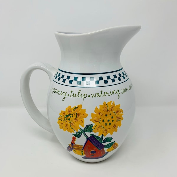 Sunflower Farmhouse Pitcher - Riviera Van Beers Pitcher - Signature Housewares Inc. Kitchen Pitcher - Vintage Farmhouse Country Kitchen