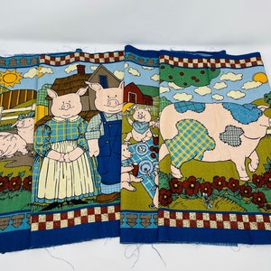 Pig Fabric Square - Country Pigs Fabric Panel - Pig Pillow Panel - Farmhouse Quilt Panel - Farmhouse Decor Fabric - Susan Winget Pillow