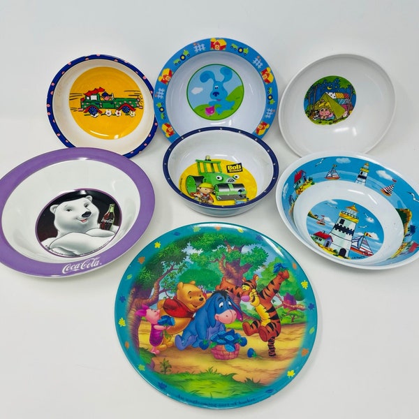 Melmac Müsli Schüssel, Vintage Melamin Müsli Schale - VINTAGE Melamin Schale - Charakter Schüssel, Kohl Aufnäher, Pooh Schale. Kinderzimmer