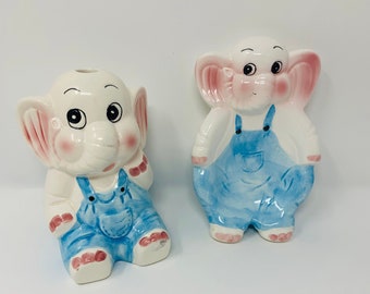 Ceramic Elephant Bathroom Set Toothbrush Holder! SOAP Dish! Excellent Condition...Bathroom Vanity Set Child! Bathroom Decor~ Shabby Chic Set