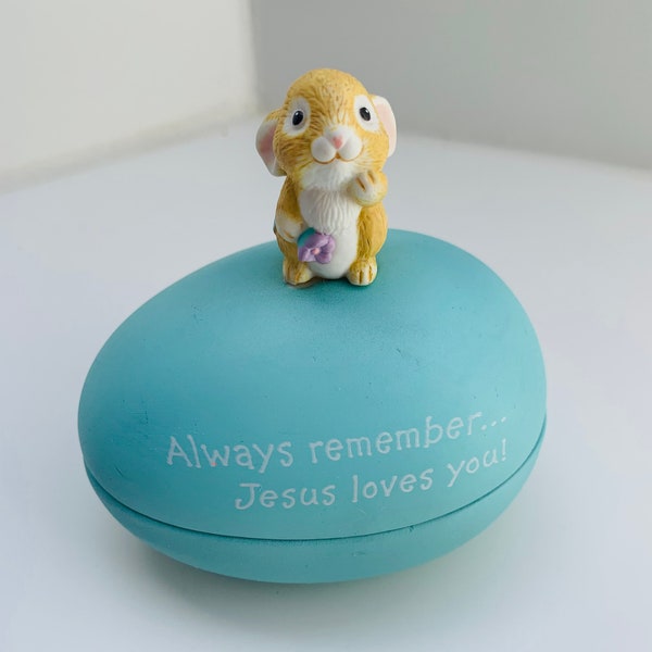 Ceramic Egg Trinket Box - HALLMARK Ceramic Egg  - Always Remember, Jesus Loves You - 1990's Easter Egg - Hallmark Easter Egg - Hallmark