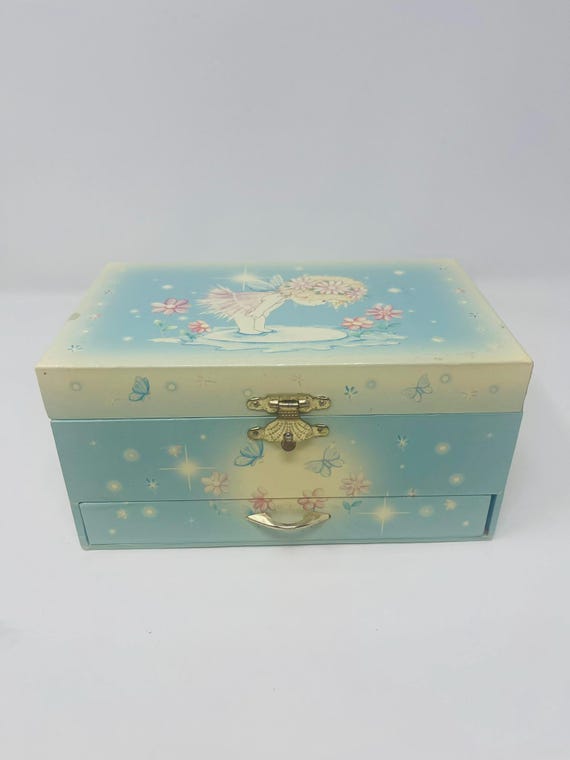 Musical Jewelry Box - Vintage Jewelry Box - Spinning Dancer, Fairy, Lined Jewelry Box, Mod Jewelry Box, Jewelry Box Ballerina