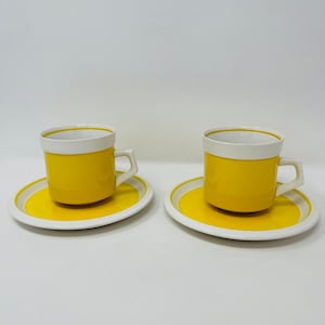 Mikasa Cup and Saucer Sets - Vintage Yellow Coffee Tea Cup Saucer Set - Japan - Mikasa C7300 D5350 - Oven To Table Ceramic - Yellow