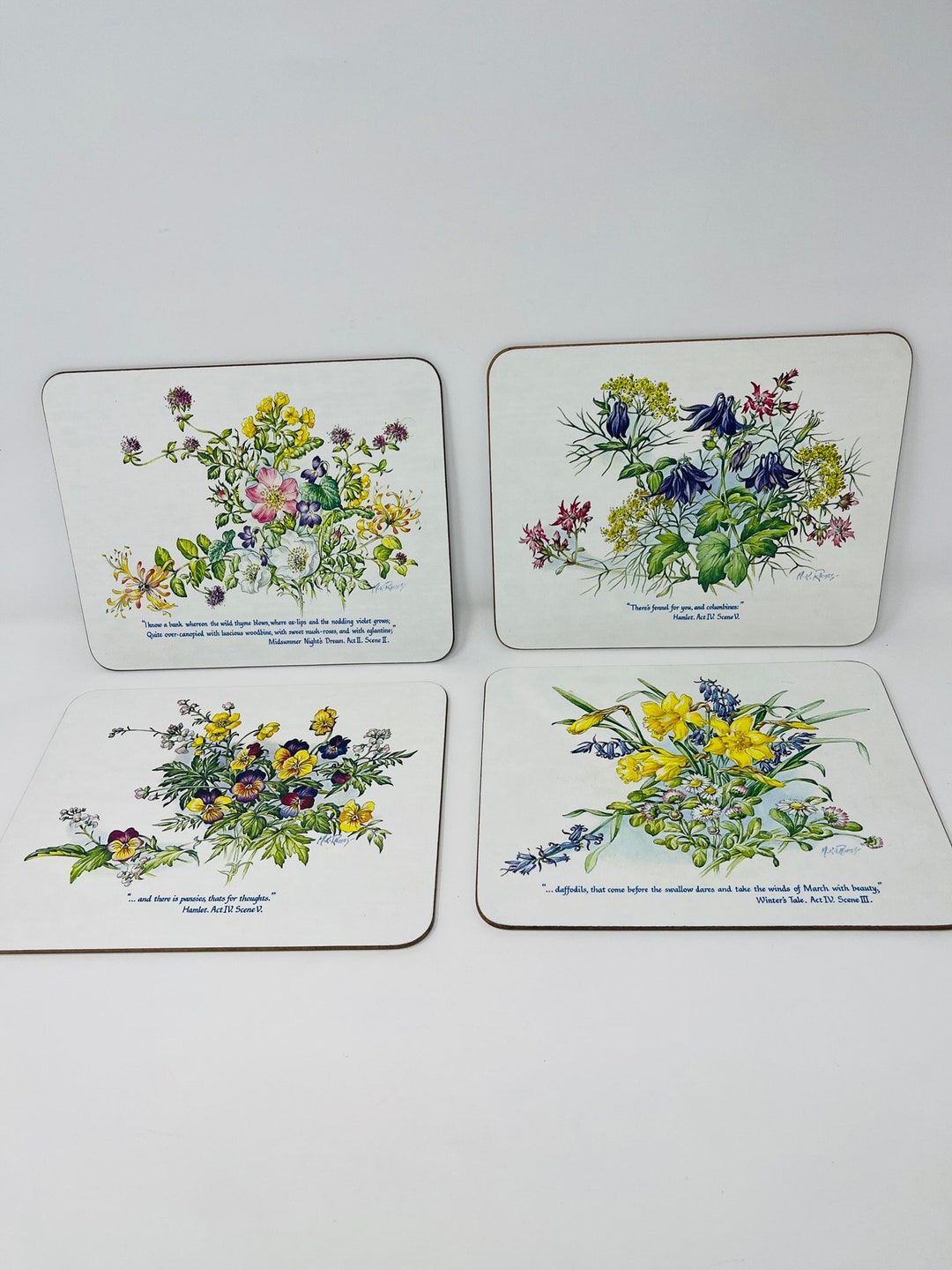 Pimpernel Floral Trivet Coasters, English Cork Trivets Cork Coasters, Wildflower Trivets