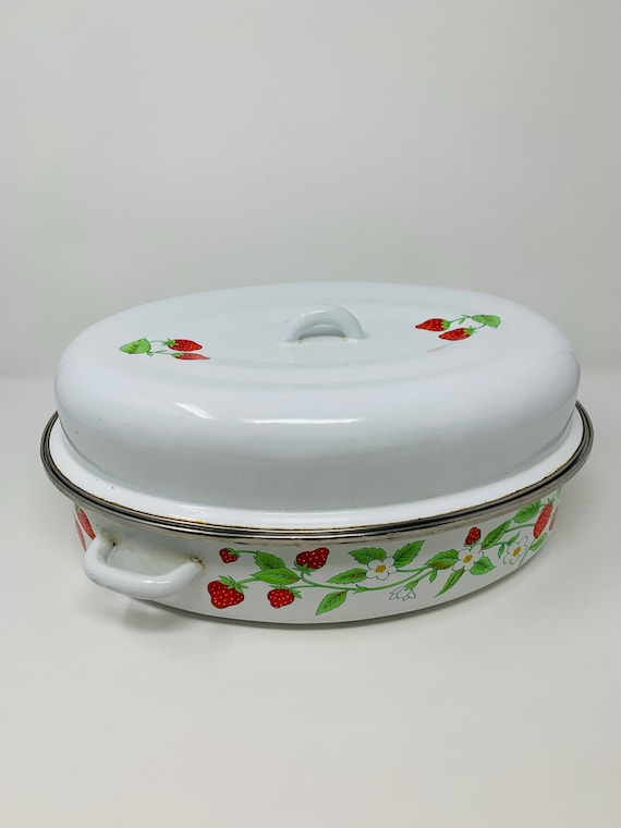 Vintage Enamel Roaster Enamel Roasting Pan