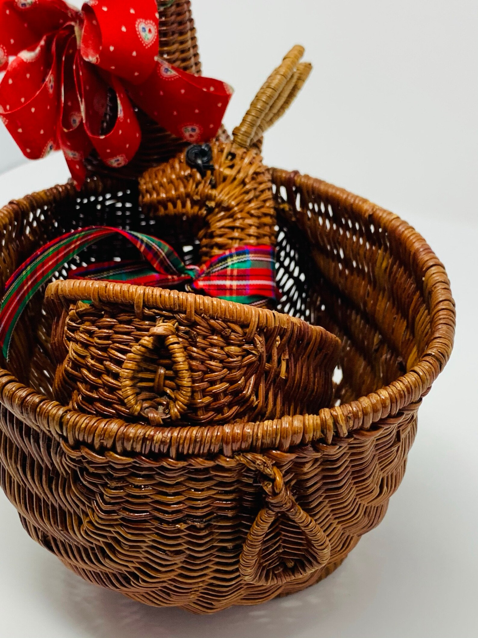 Reindeer Wicker Baskets Woven Deer Basket Pair Holiday Decor Etsy