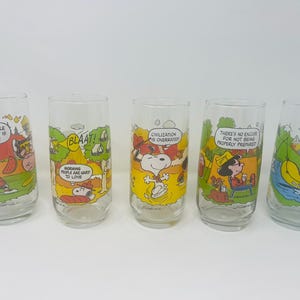 Camp Snoopy Glasses  - Peanuts Drinking Glasses - McDonald&#39;s Charlie Brown Drinking Glasses  - Glass Tumblers