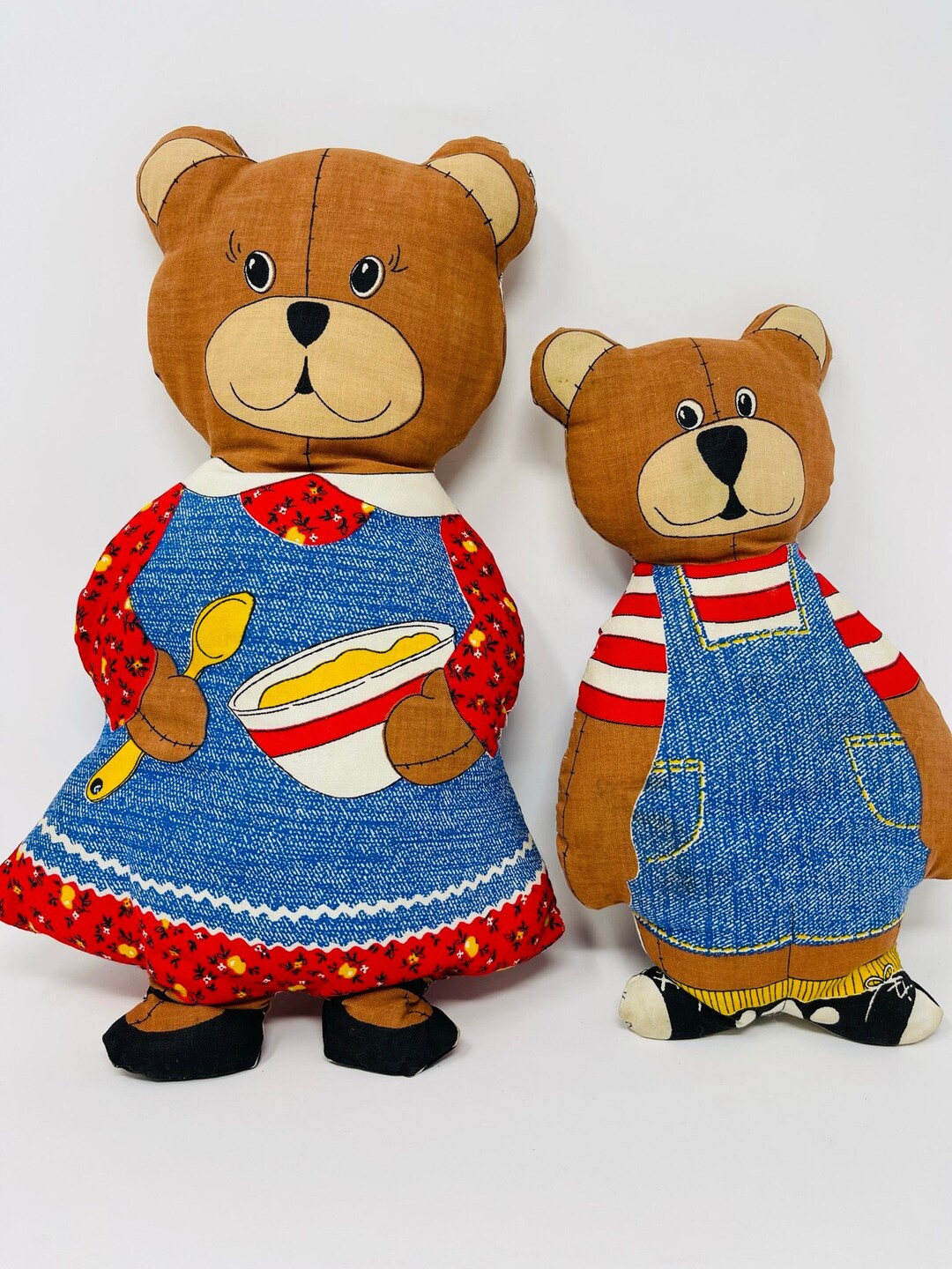 Handmade Teddy Bear 1970s Fabric Panel Bear Fabric Panel Teddy Bear