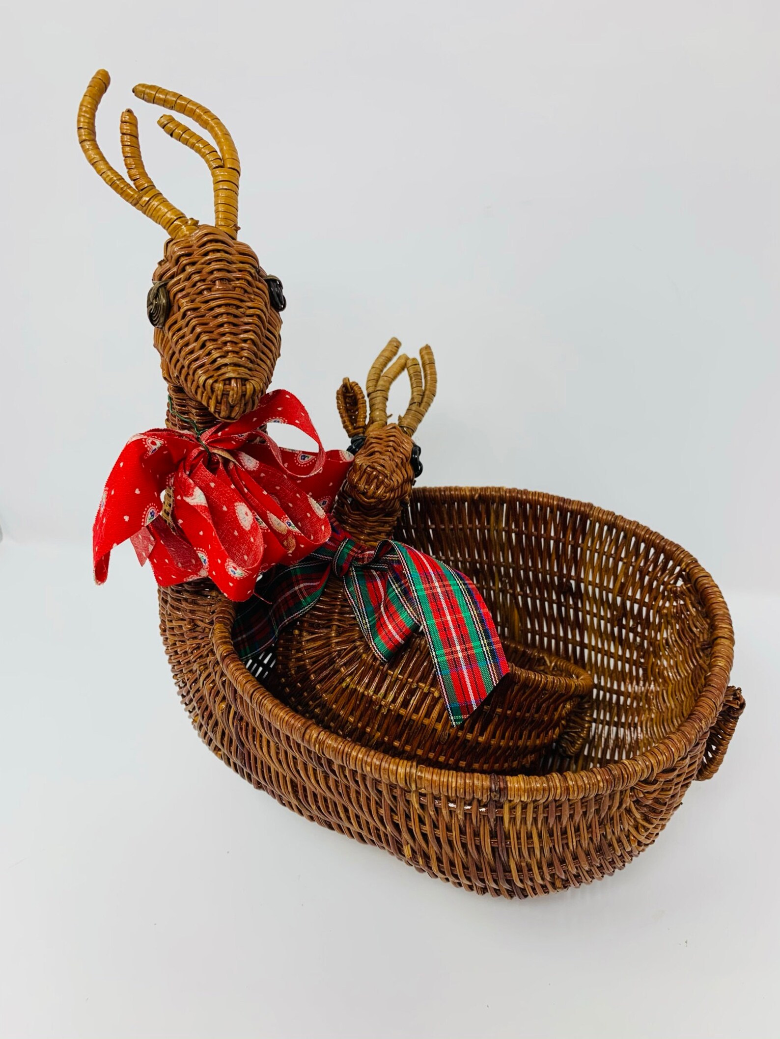 Reindeer Wicker Baskets Woven Deer Basket Pair Holiday Decor Etsy