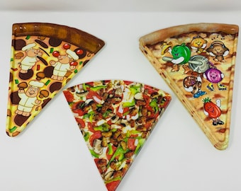 Vintage Pizza Plates - Pizza Plates - YOU PICK Plates, Deborah Mallow Plates, Supreme, Pizza Face, Chef Pig, Pepperoni, Melamine Plastic