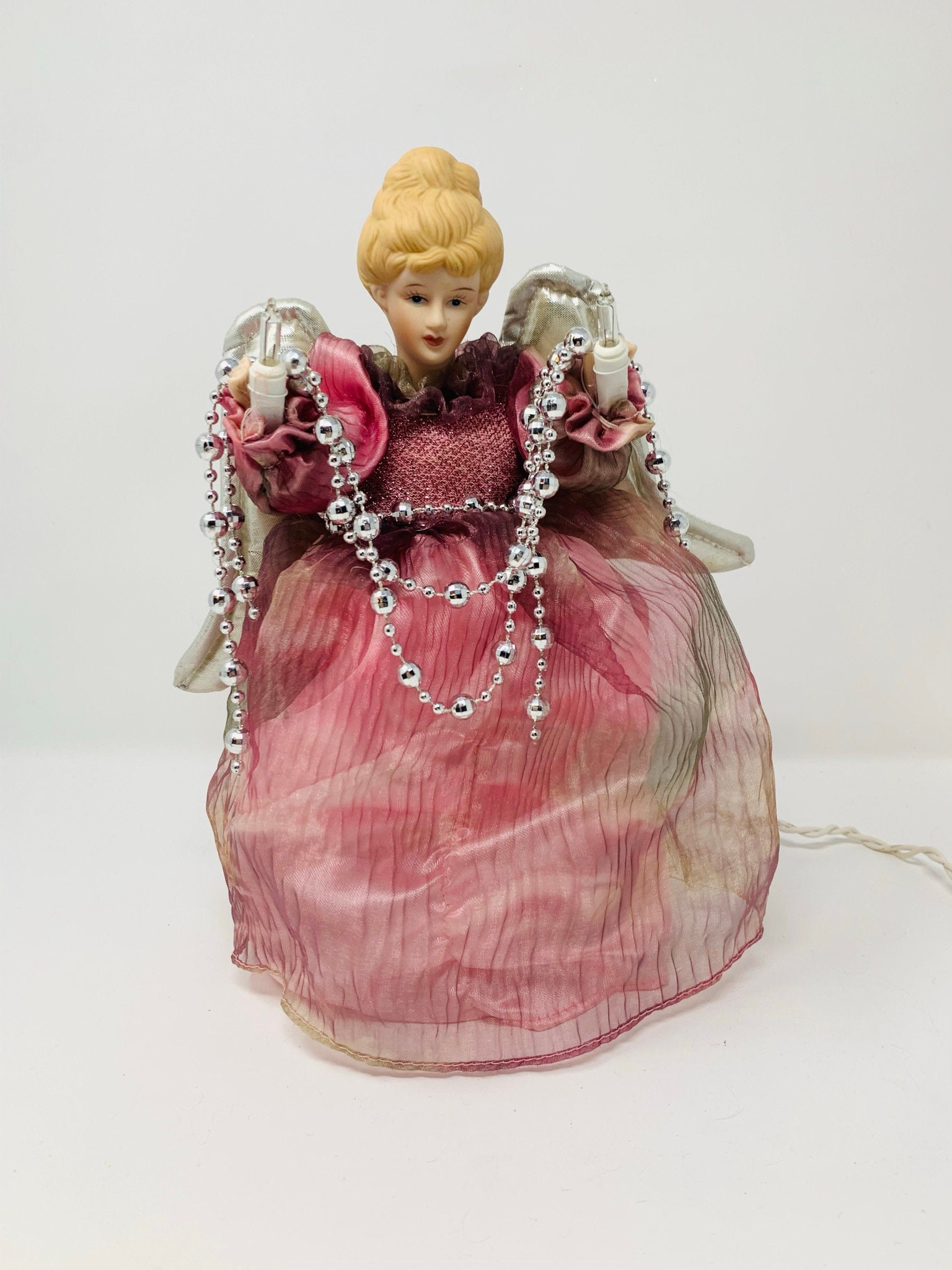 Lighted Angel Tree Topper! Beautiful PASTEL Colored ANGEL!!  NEW Old Stock! Original Box! Collectible Christmas Topper
