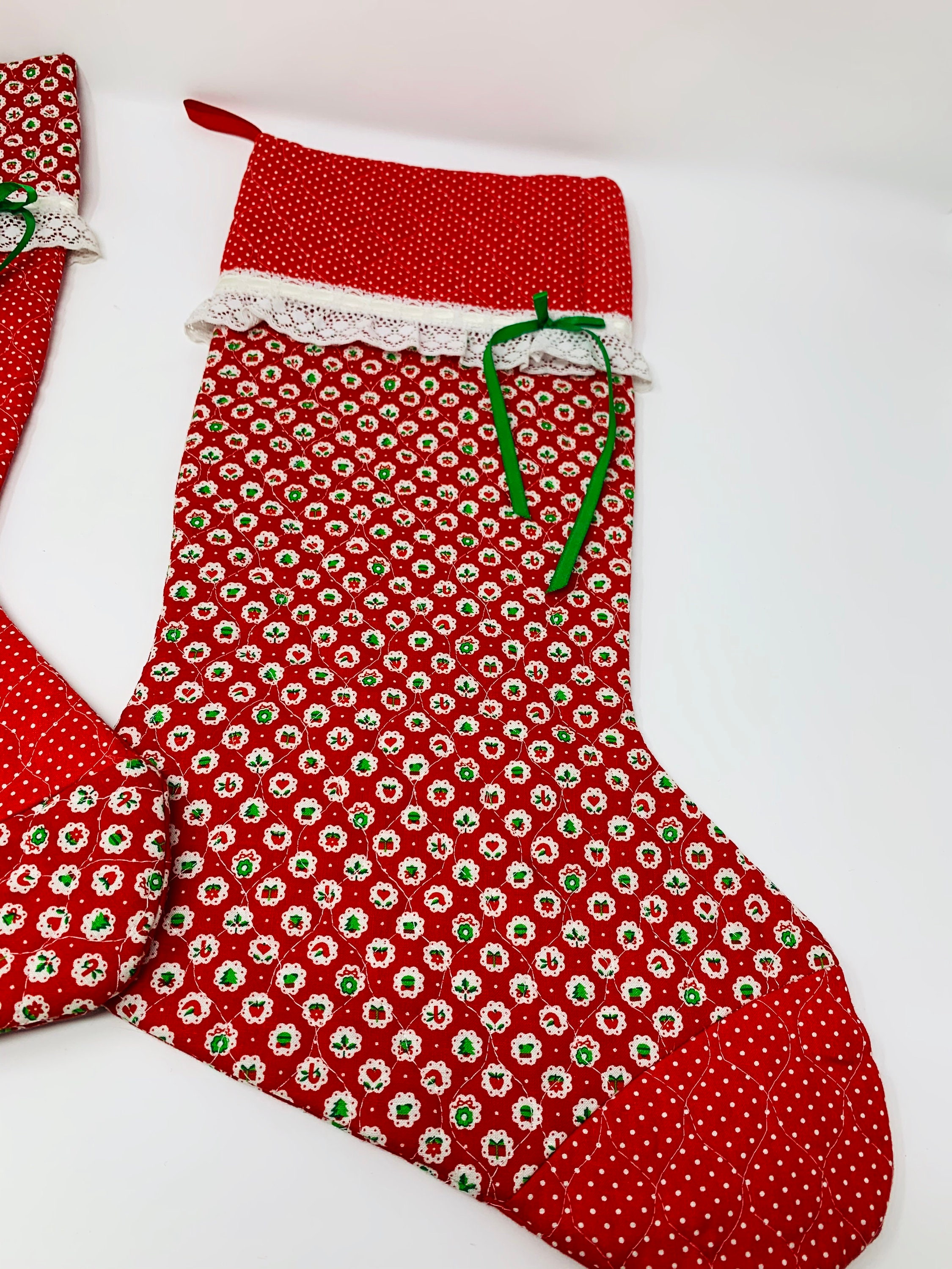 Handmade Christmas Stockings Cotton Calico Fabric REINDEER Etsy
