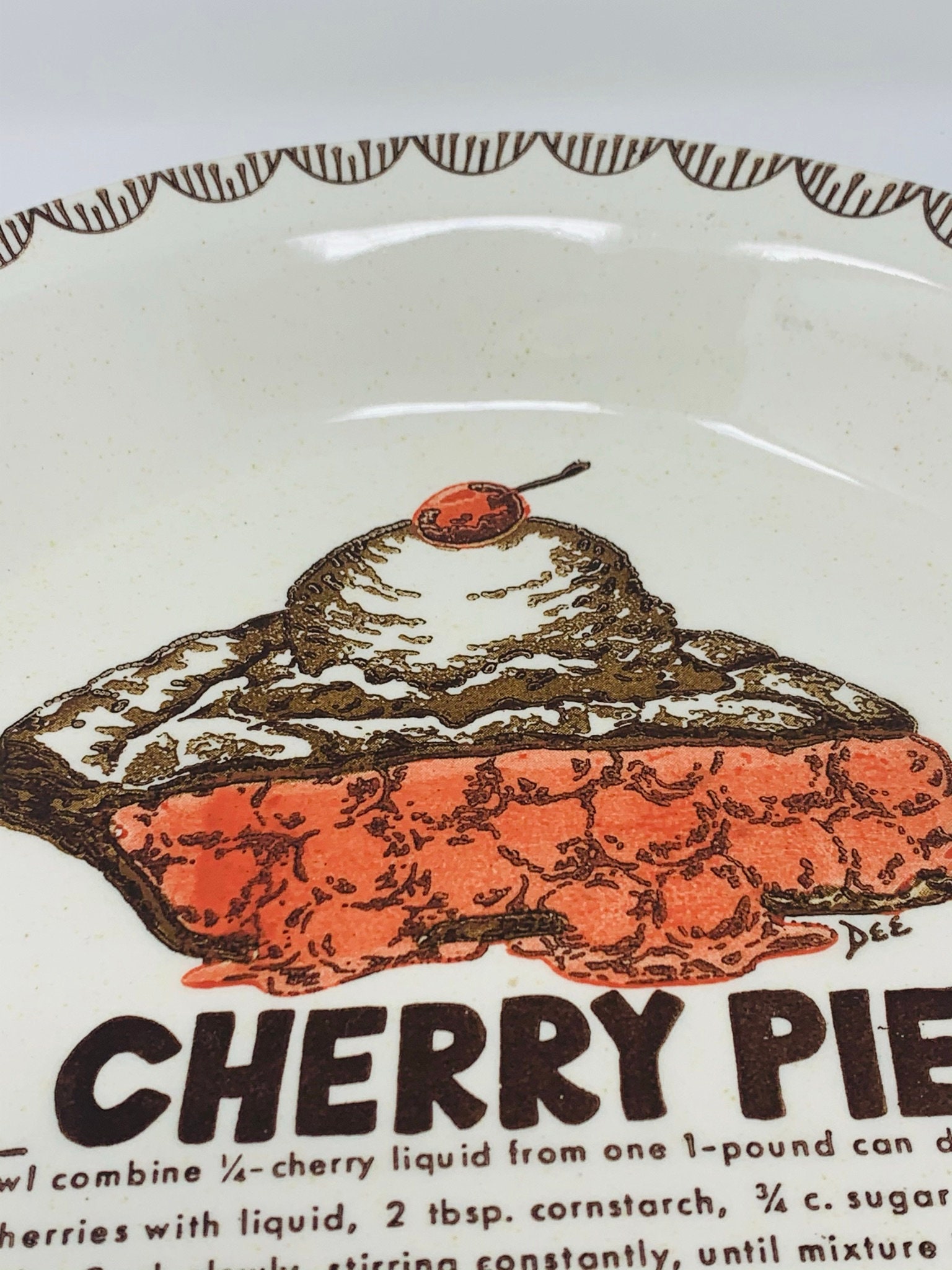 Cherry Pie Plate Vintage Ceramic Pie Plate Recipe Pie Plate Etsy