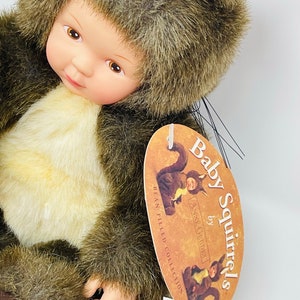 Anne Geddes Animal Doll YOU PICK Plush Animal Doll 1990's Anne Geddes Hedgehog Doll Baby Squirrel Doll Leopard Doll Baby Doll image 4