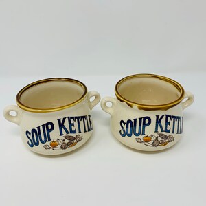 Soup Kettle Mug - Harvest Soup Mug- Stoneware Soup Mug - Pottery Soup Bowl - 1970s Soup Mug - Retro Pair of Soup Bowls