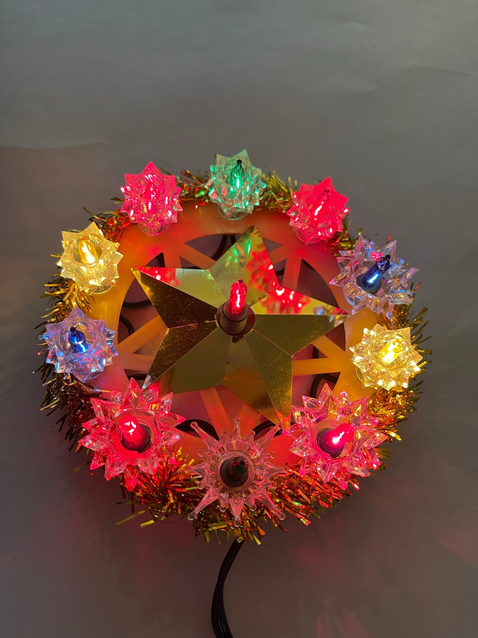 Lighted Round Tree Topper Metallic Gold Tree Topper Etsy