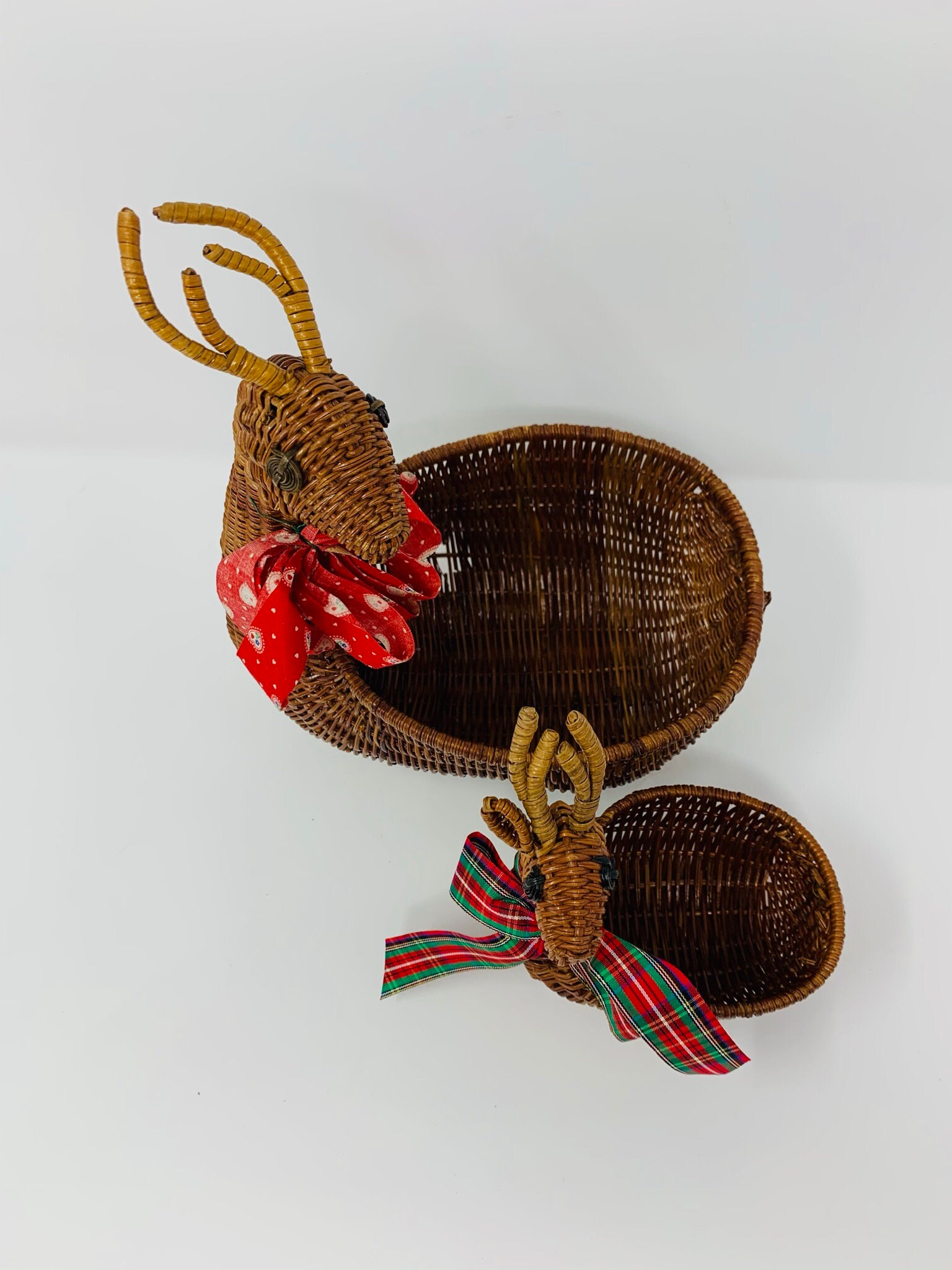 Reindeer Wicker Baskets Woven Deer Basket Pair Holiday Decor Etsy
