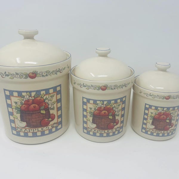 Susan Winget Apple Basket Canisters - Vintage Susan Winget Canister - Farmhouse Kitchen Canisters - Certified International Corp - Canisters