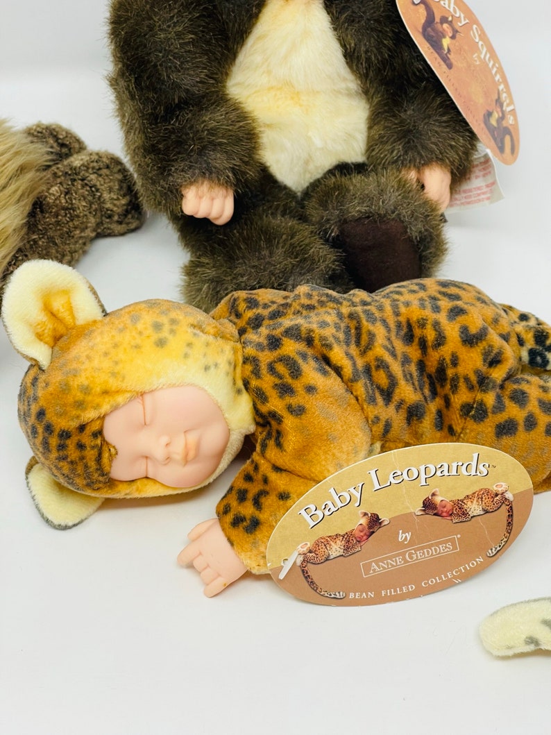 Anne Geddes Animal Doll YOU PICK Plush Animal Doll 1990's Anne Geddes Hedgehog Doll Baby Squirrel Doll Leopard Doll Baby Doll Leopard